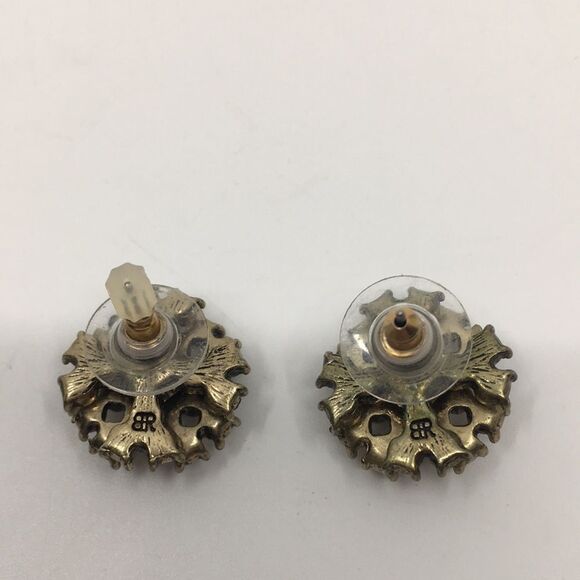 Banana Republic Black & Rhinestone Glass Multi-tiered Stud Brass Tone Earrings - Picture 7 of 14